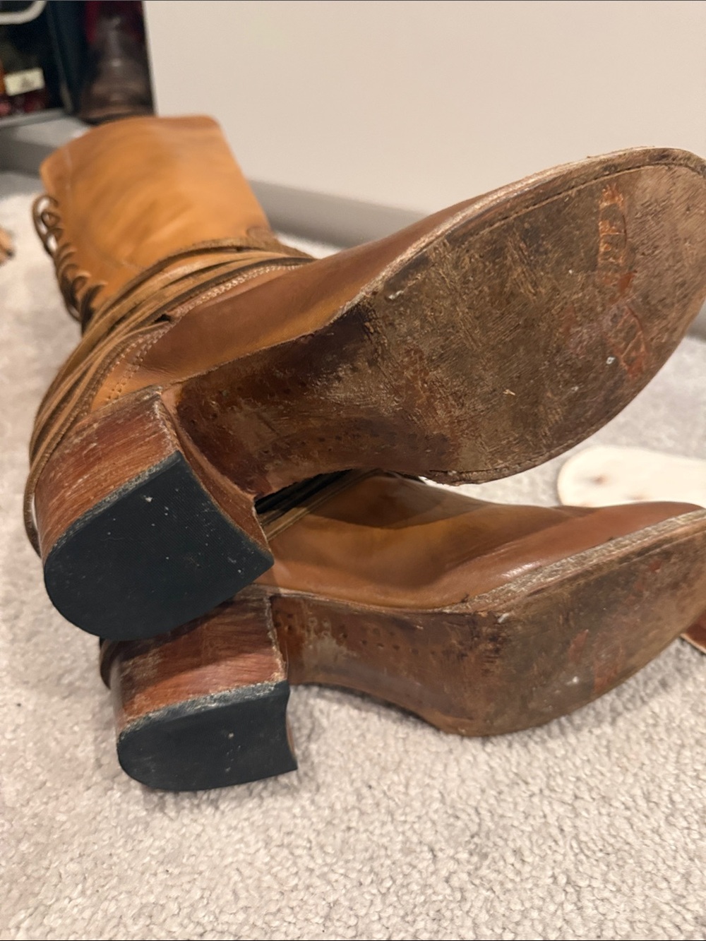 Freebirds Tall Lace-Up Leather Boots in Brown - Picture 3 of 3